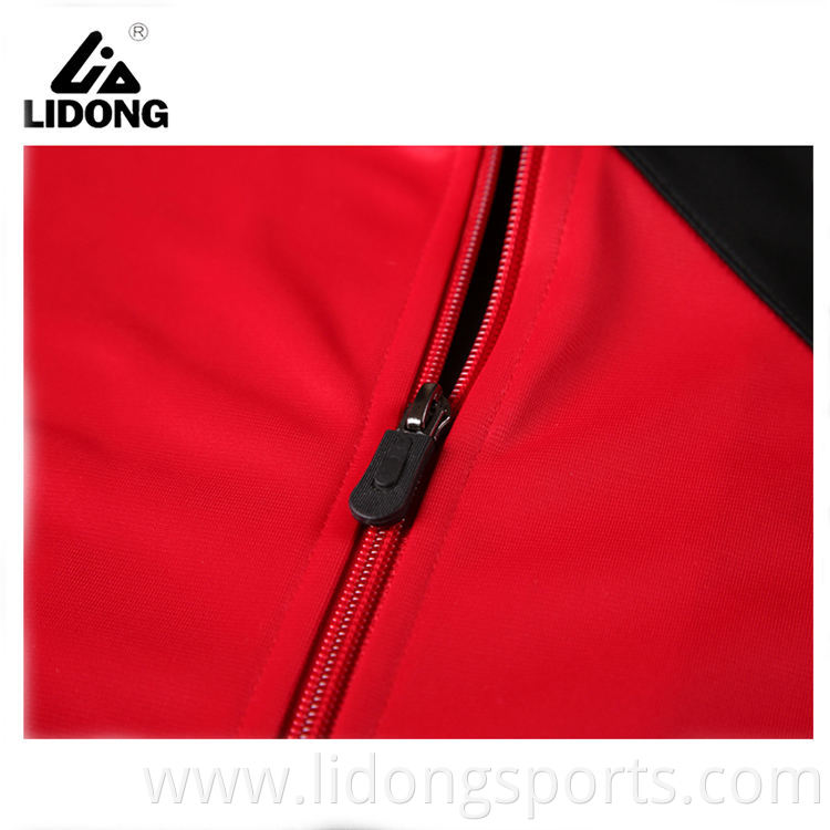 Custom Sports Men Training Jogging Jacket Plain Soccer Team Tracksuit Jacket Black And Red Track Jacket